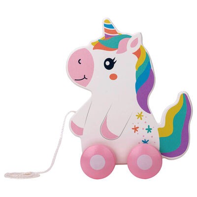 PlayWorks Wooden Pull Along Unicorn